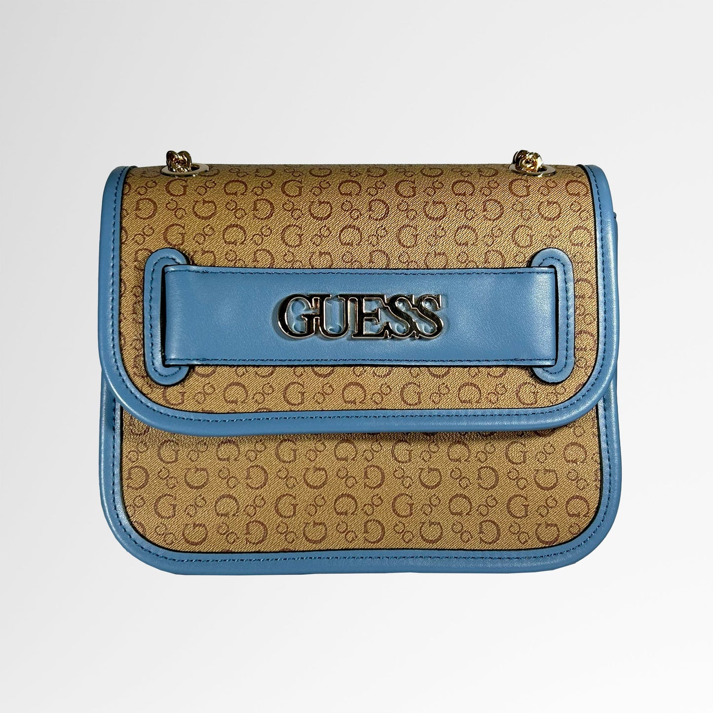 Bolsa Guess Crossbody con cadenas doradas dobles, azul