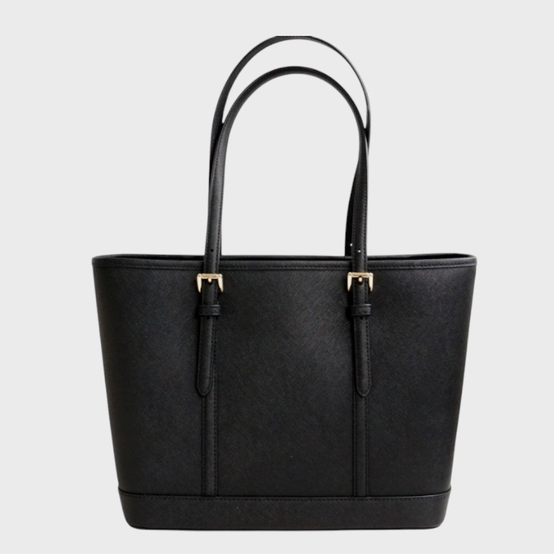 Bolso tote Jet Set Travel de piel saffiano con cremallera superior negro, Michael Kors