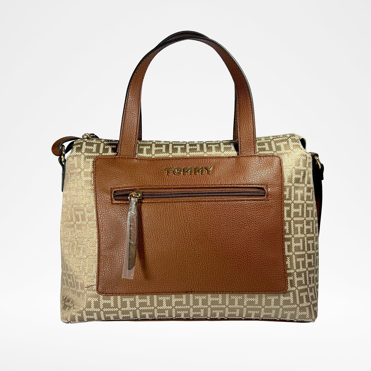 Bolsa Tommy Hilfiger marrón con herrajes dorados