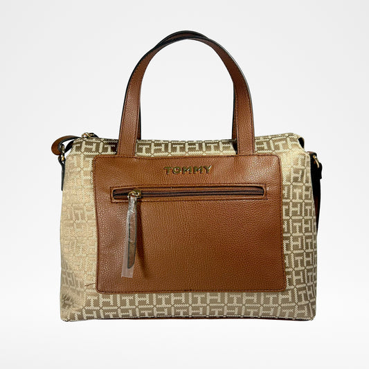 Bolsa Tommy Hilfiger marrón con herrajes dorados