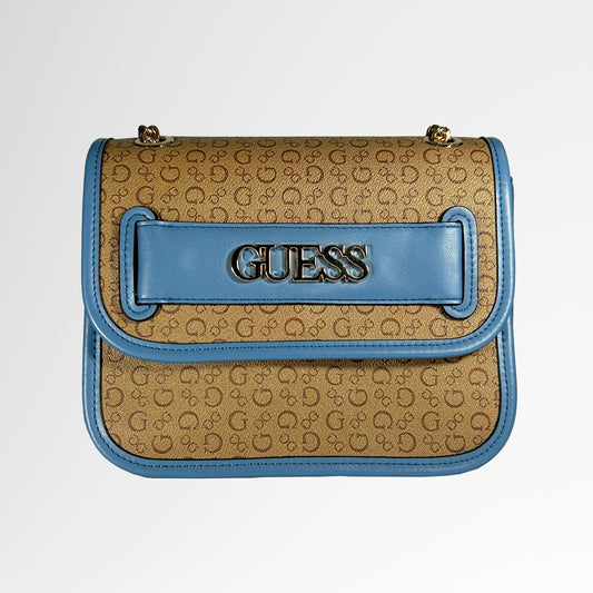 Bolsa Guess Crossbody con cadenas doradas dobles, azul