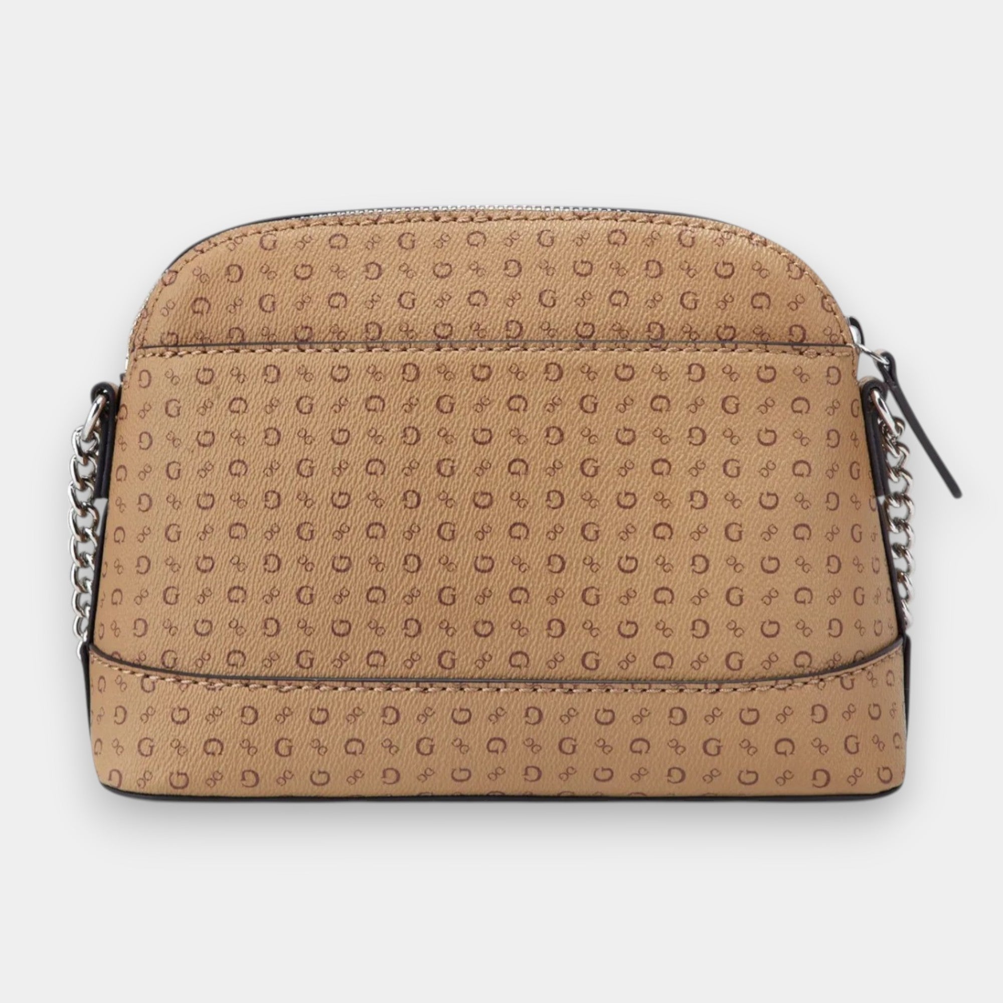 CROSSBODY PEQUEÑO GUESS CAFE CON MONOGRAMA DE LA MARCA