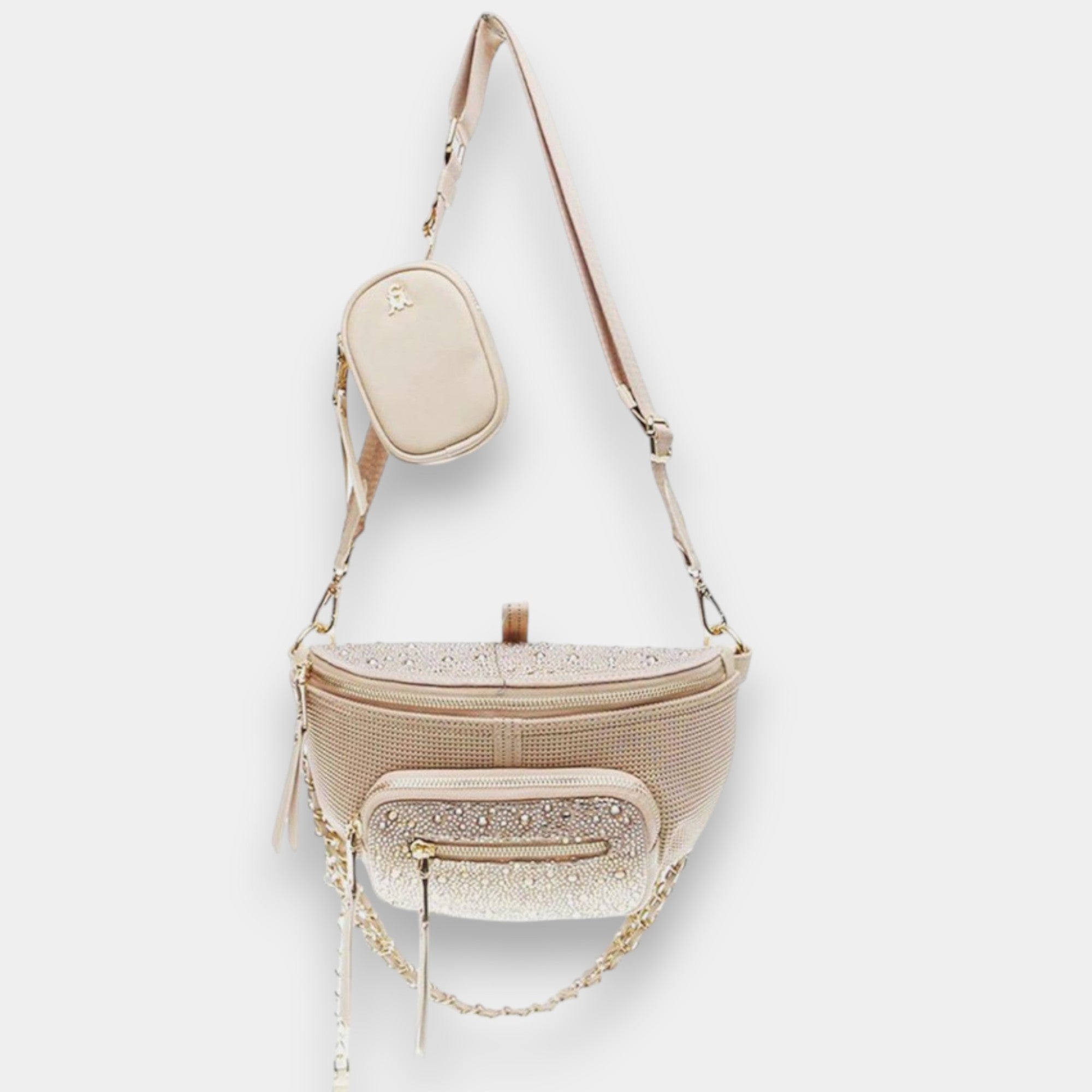 CROSSBODY BEIGE CON DORADO STEVE MADDEN