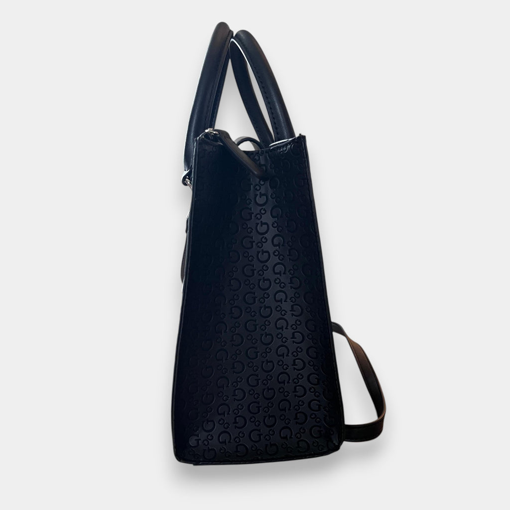 Bolso Satchel Guess negro con monograma