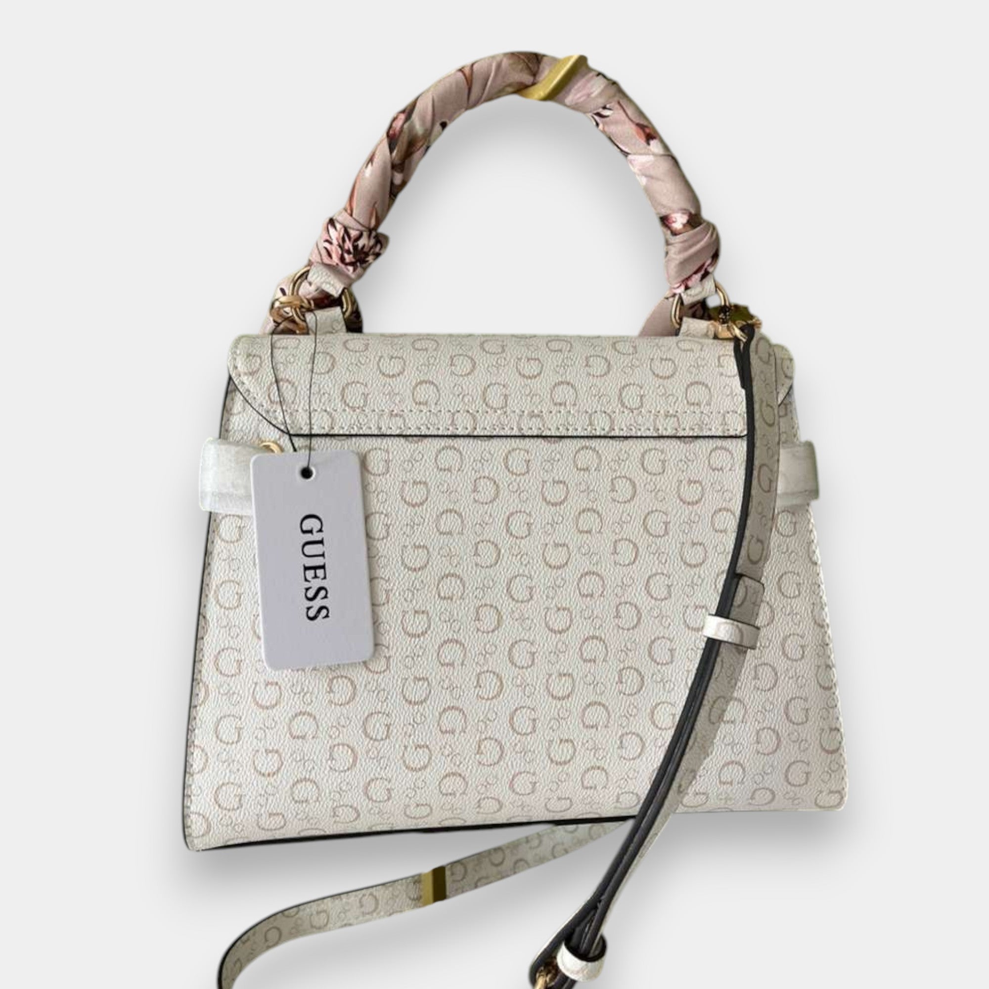 Bolso de mano Guess blanco con monograma