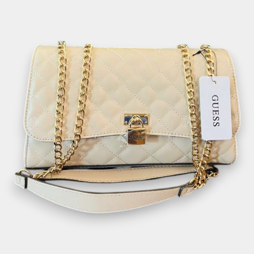 Bolso Crossbody  Guess Ramona Beige con cadena
