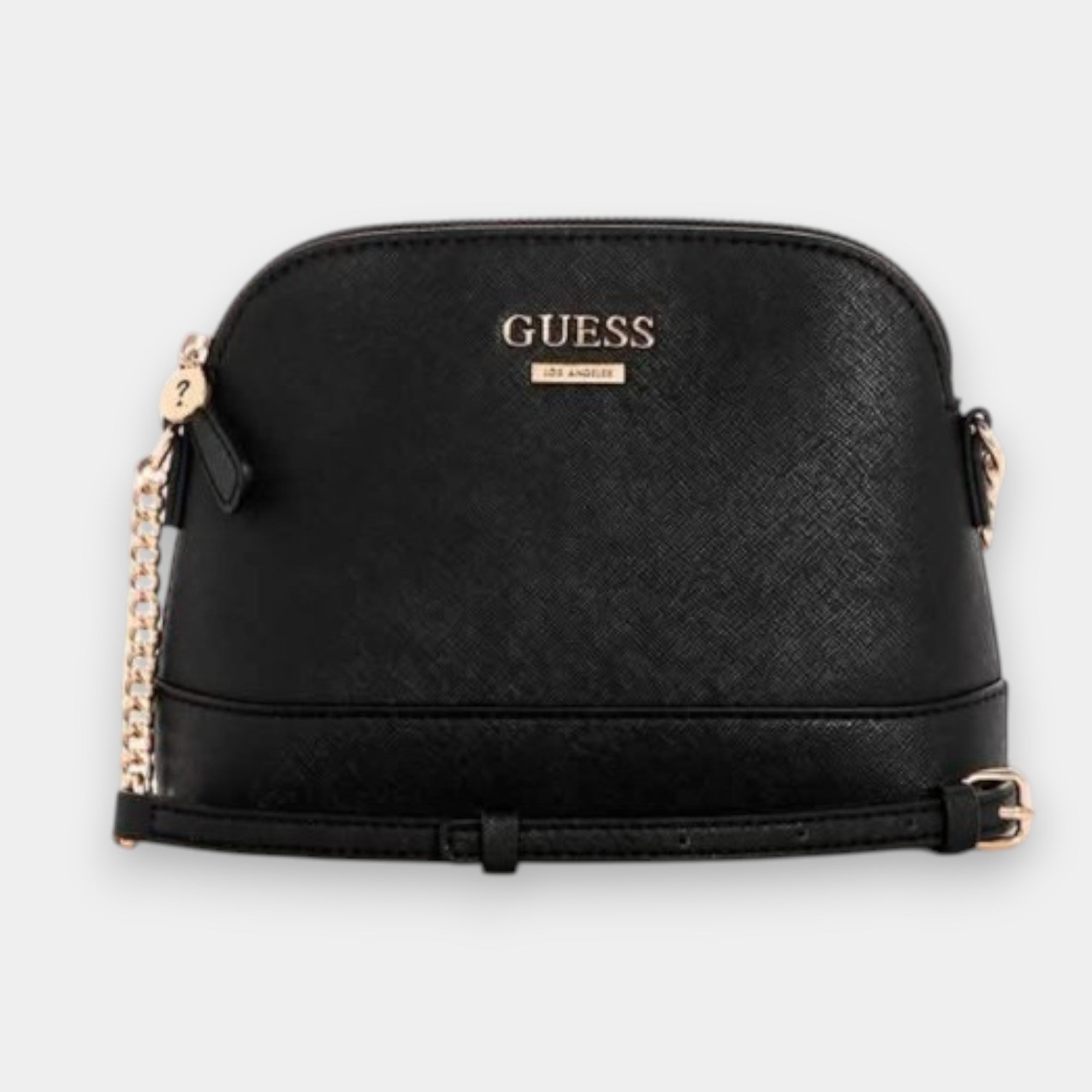 CROSSBODY PEQUEÑO GUESS NEGRO CON PLACA DE LA MARCA
