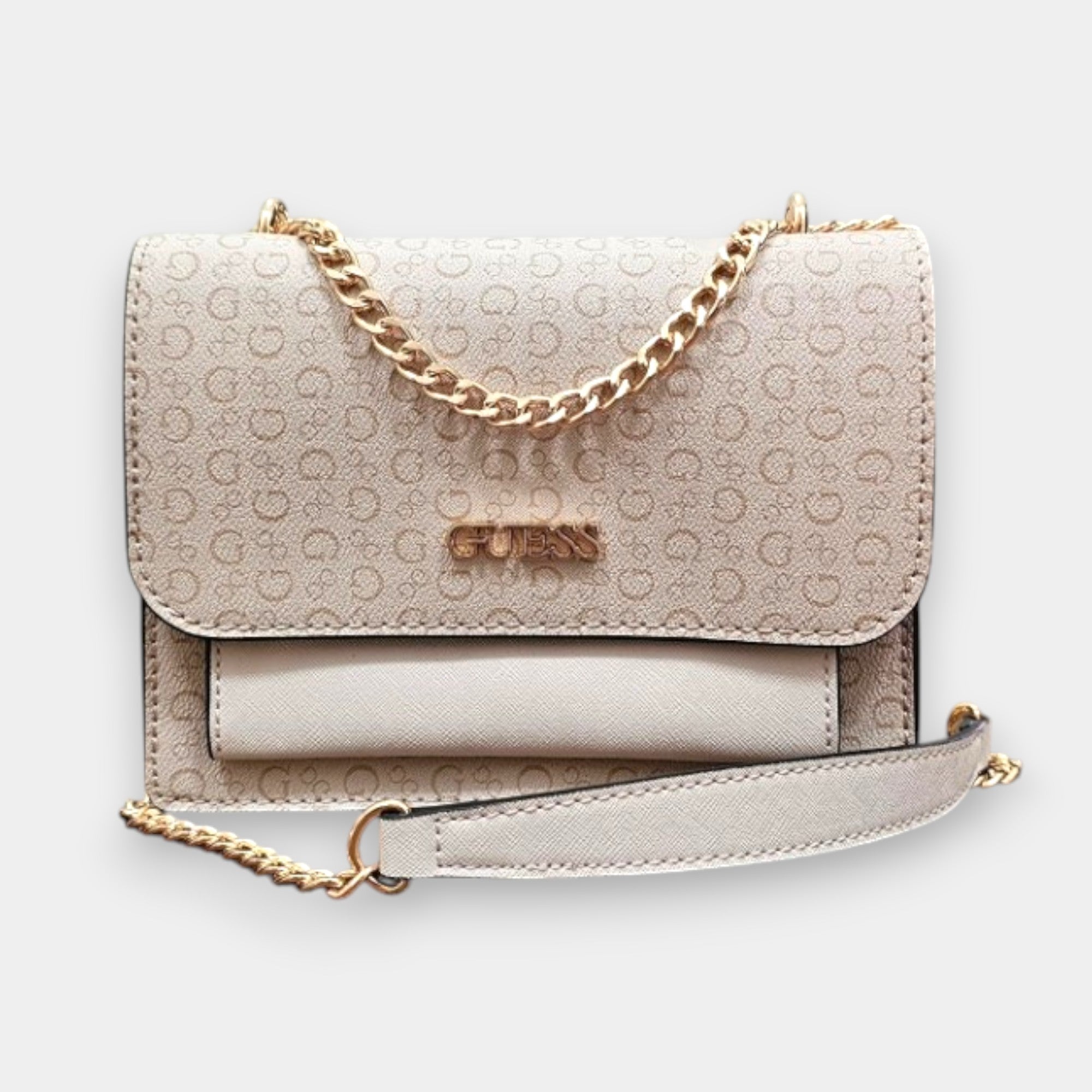 Bolso Guess BEIGE CONVERTIBLE EN CROSSBODY CON MONOGRAMA