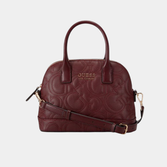 Bolso Satchel Guess color vino