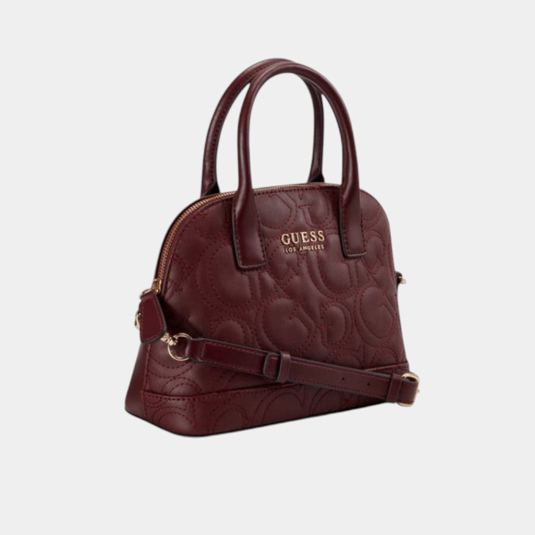 Bolso Satchel Guess color vino