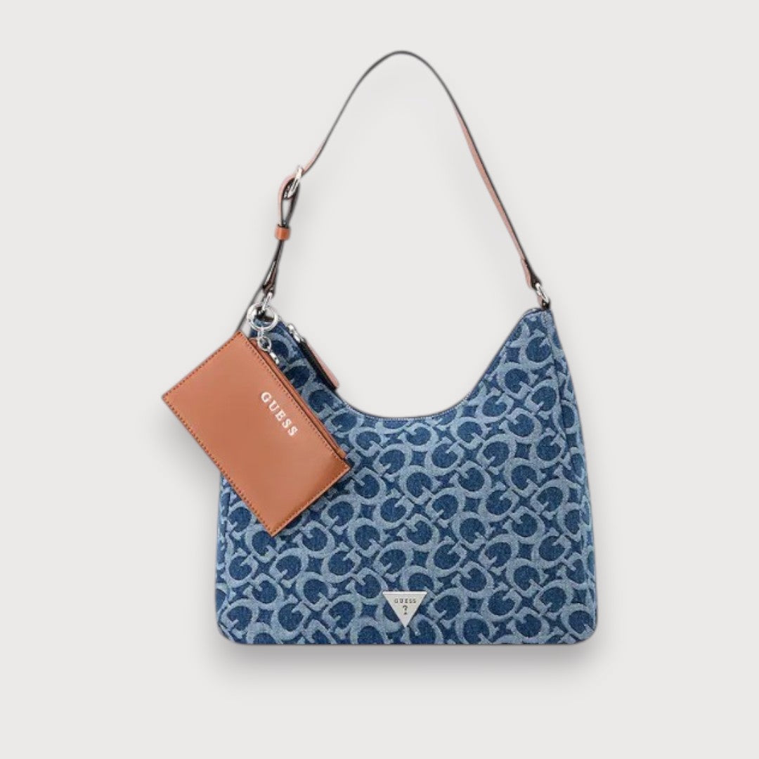 Bolso Guess Satchel Demin Azul Claro Lisa Níquel