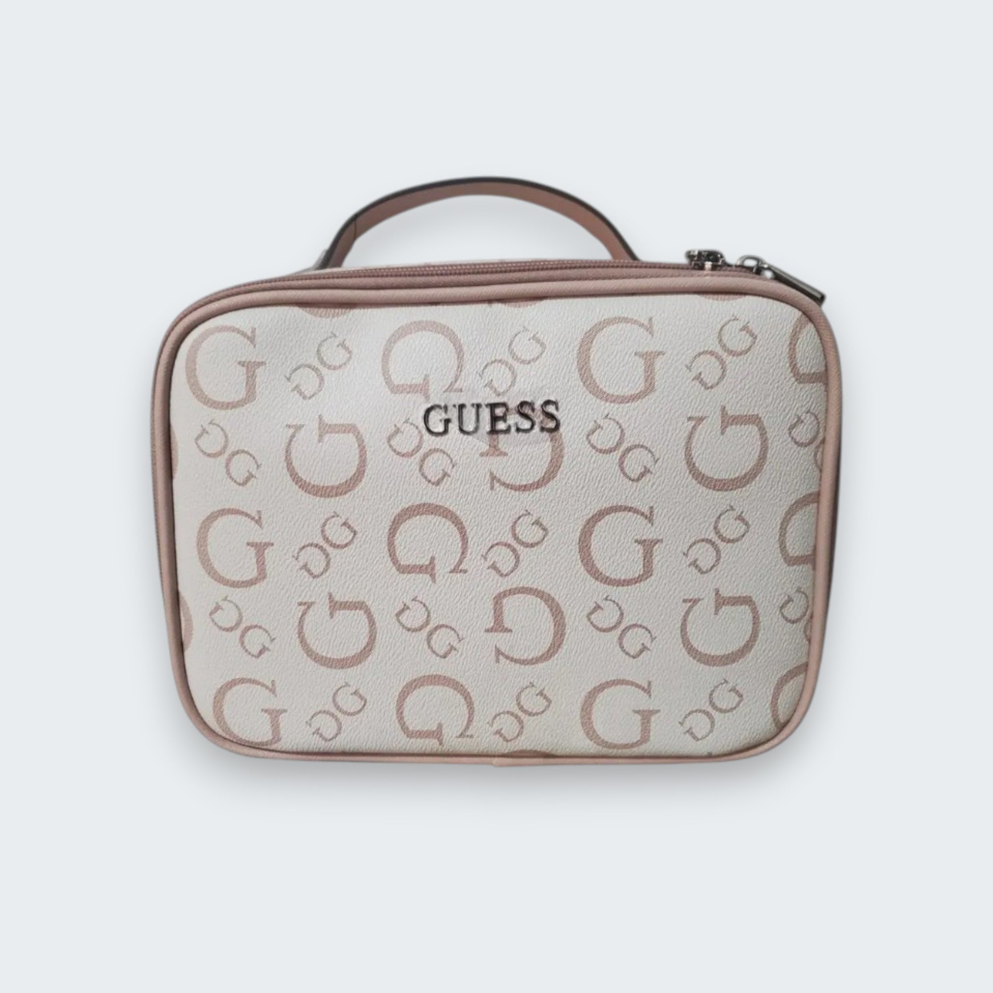 Cosmetiquera Guess Blanca con rosa