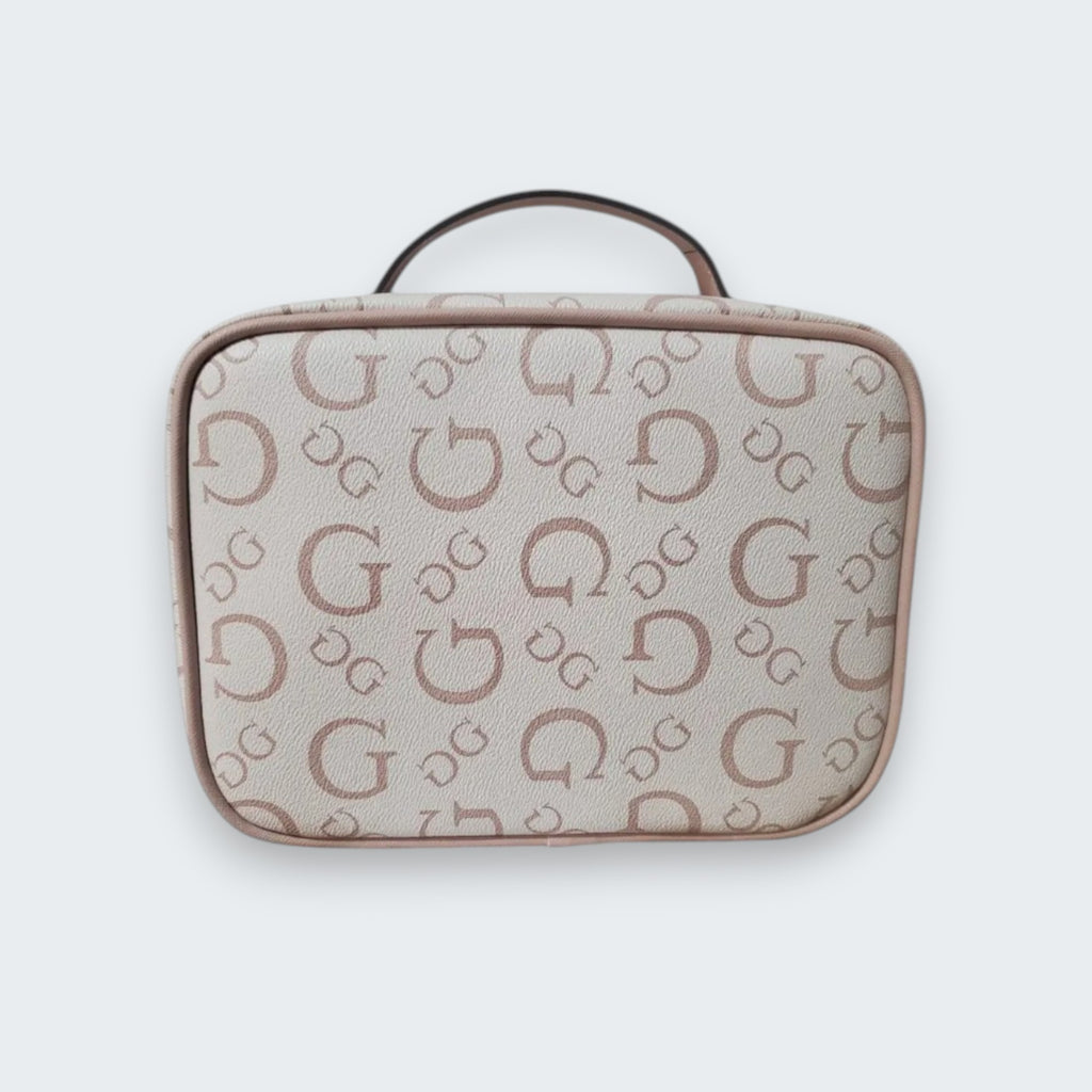 Cosmetiquera Guess Blanca con rosa