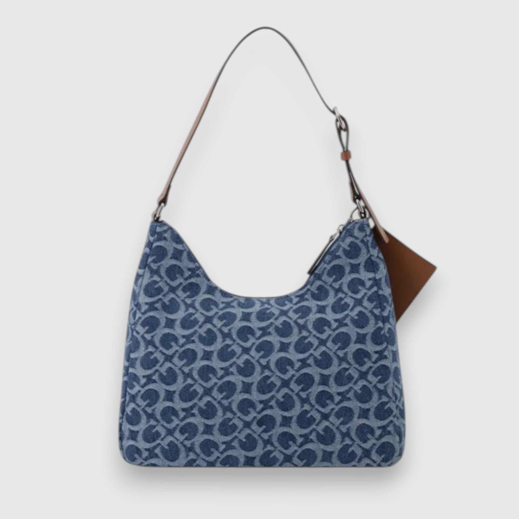 Bolso Guess Satchel Demin Azul Claro Lisa Níquel