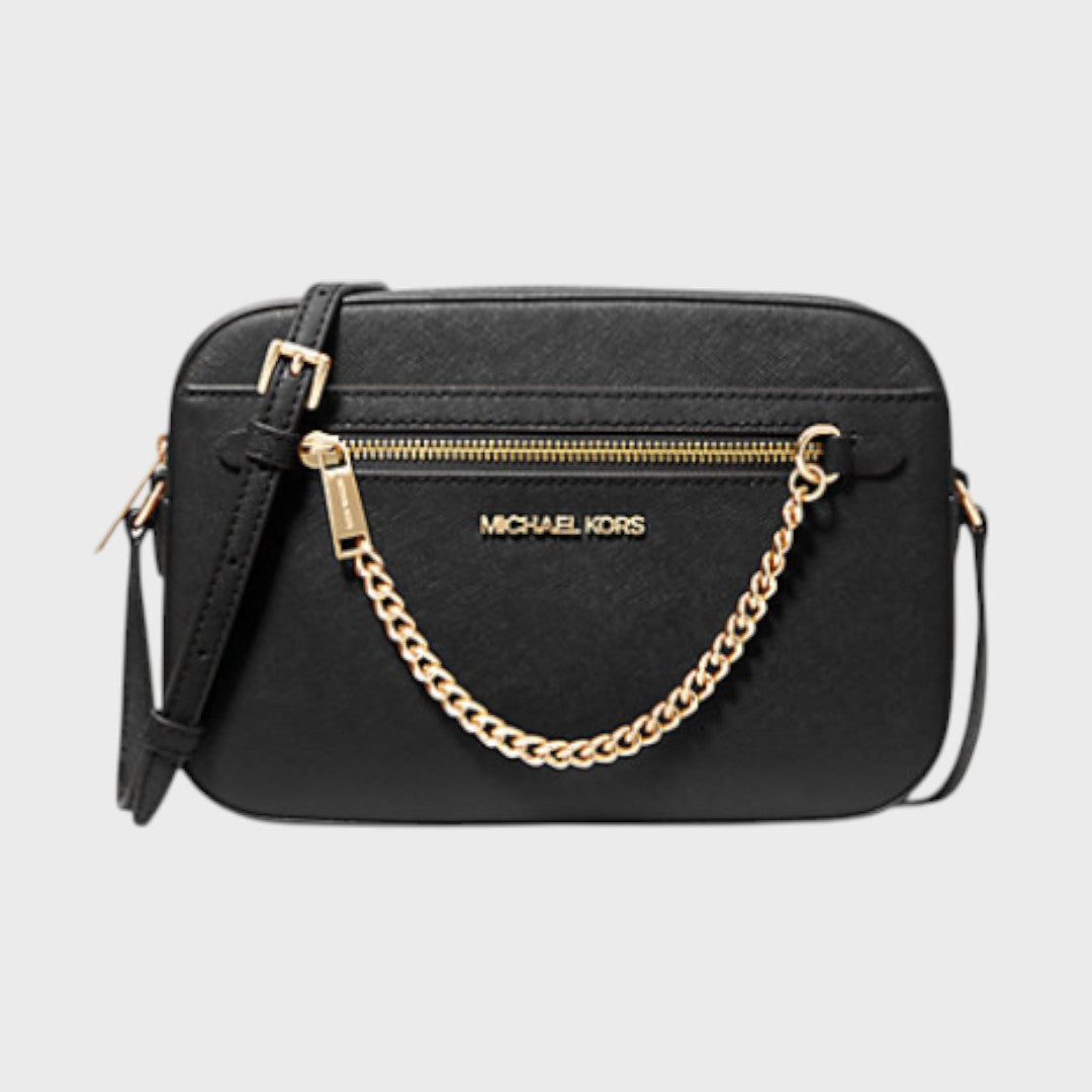 Bolso bandolera grande Jet Set de piel saffiano Negro Michael kors