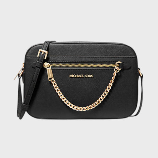 Bolso bandolera grande Jet Set de piel saffiano Negro Michael kors
