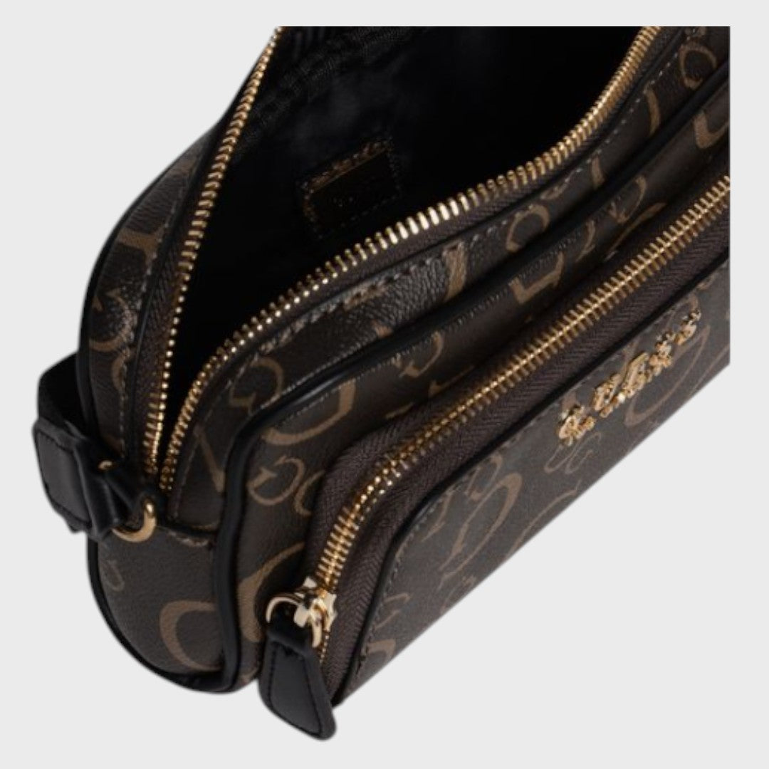 Mini bandolera con cremallera superior azafrán, Cafe Guess